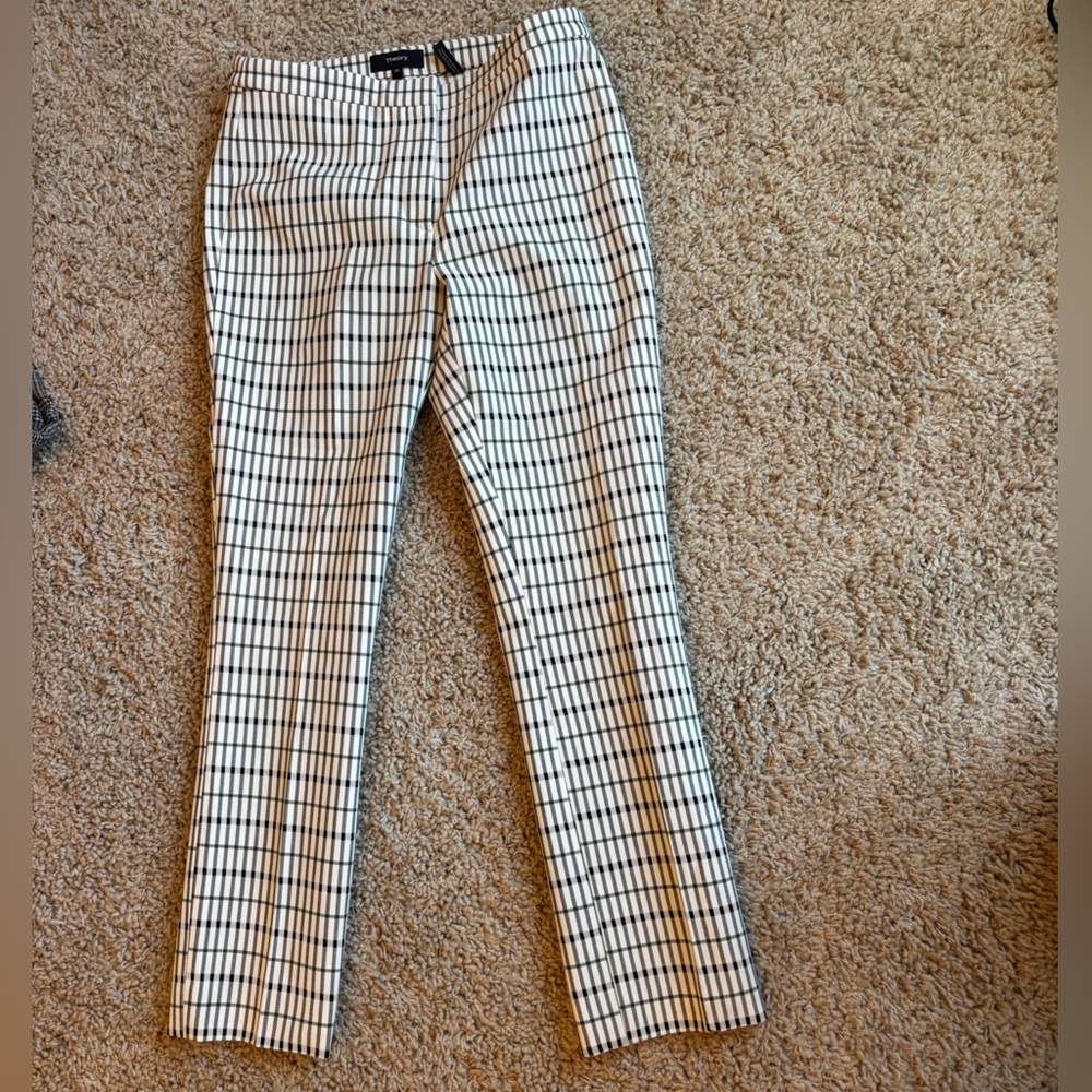 Theory Black, White, and Green Striped Pants